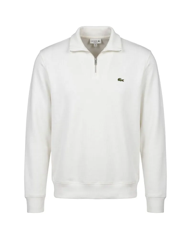Lacoste Herren Sweatshirt mit Troyerkragen Offwhite