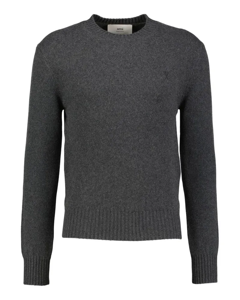 AMI Paris Herren Strickpullover aus Kaschmir und Wolle Anthrazit