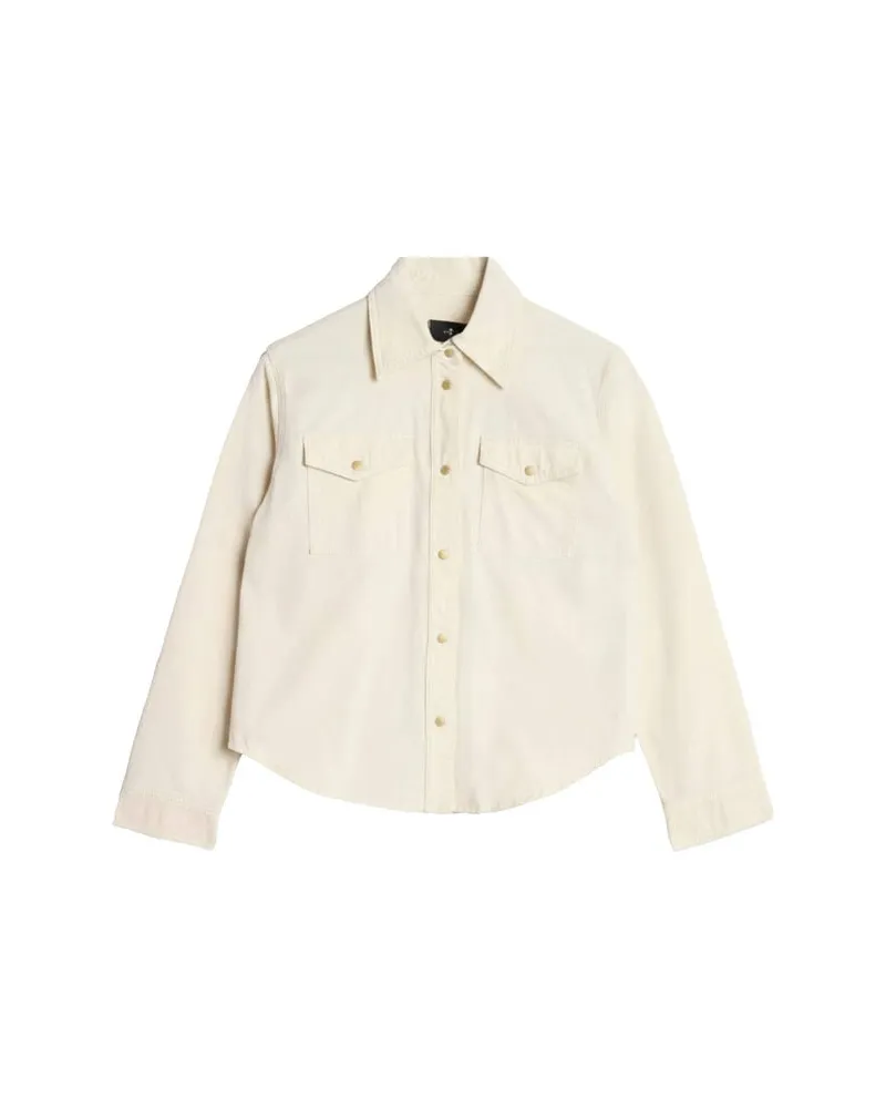 7 for all mankind Damen Bluse aus Stretch-Baumwolle Ecru