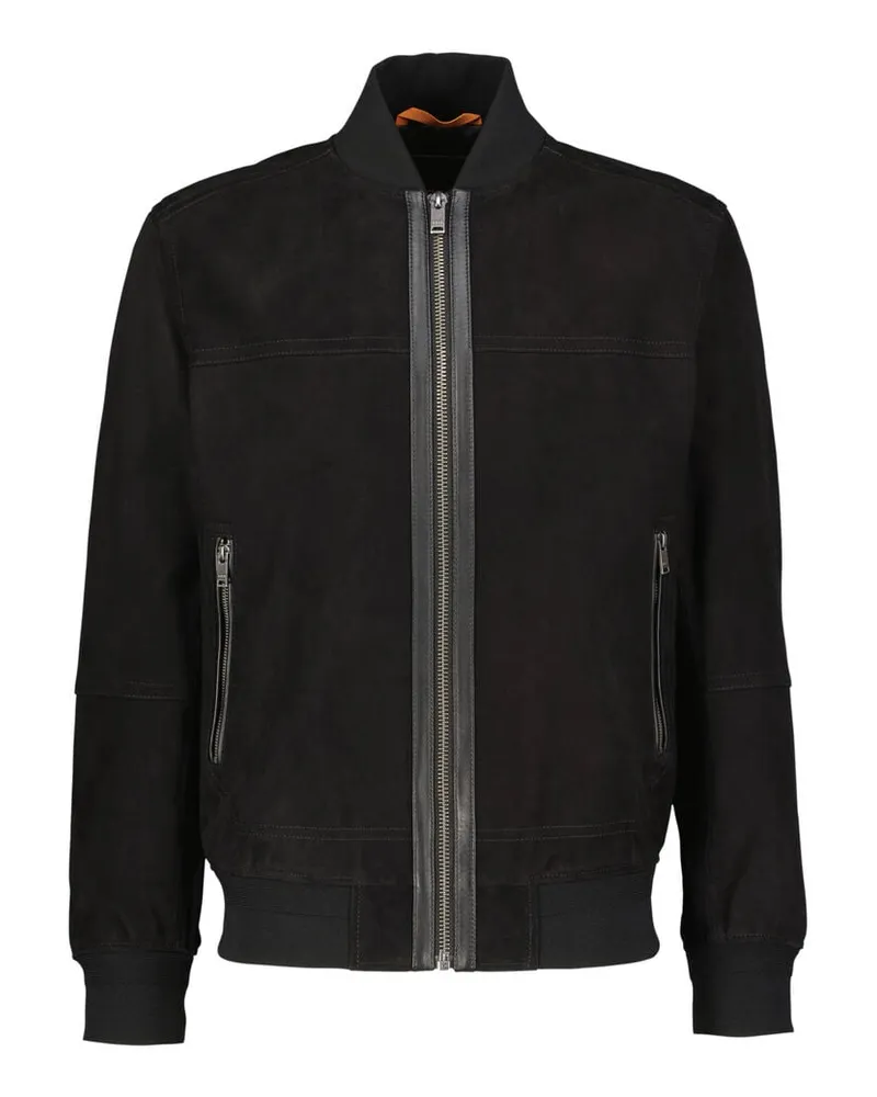 HUGO BOSS Herren Velourslederjacke JOHICE Schwarz
