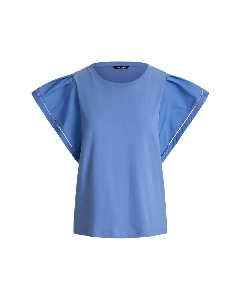 Ralph Lauren Damen T-Shirt aus Popeline Blau