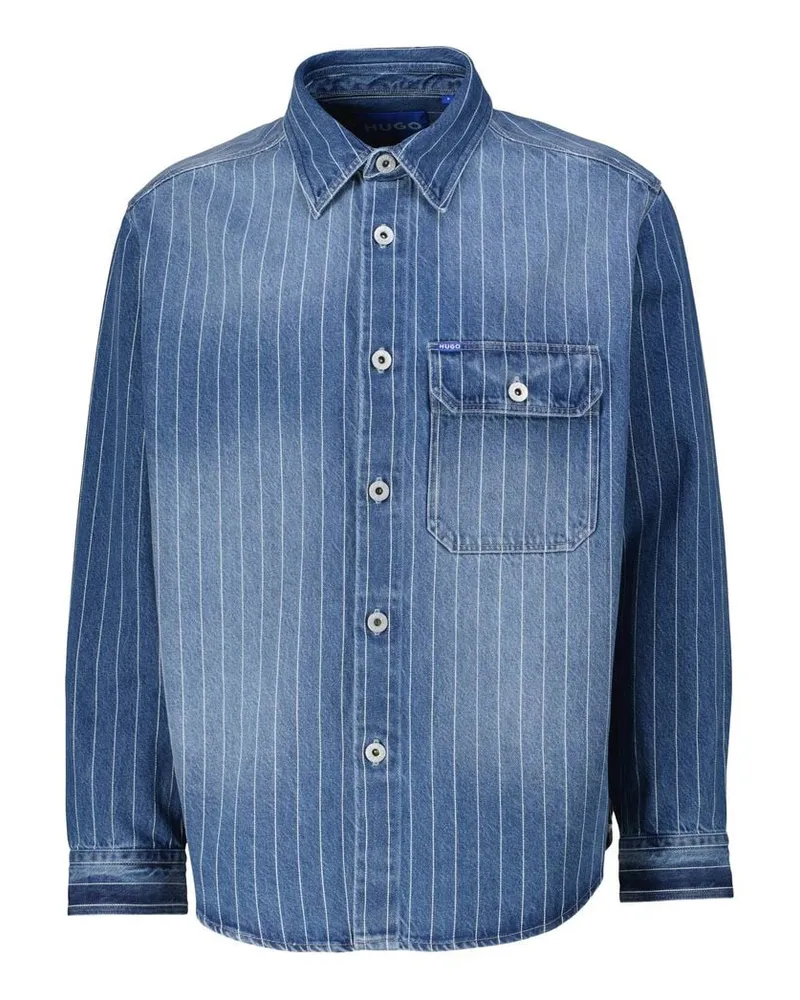 HUGO BOSS Herren Jeanshemd EBOLT Oversized Fit Blue