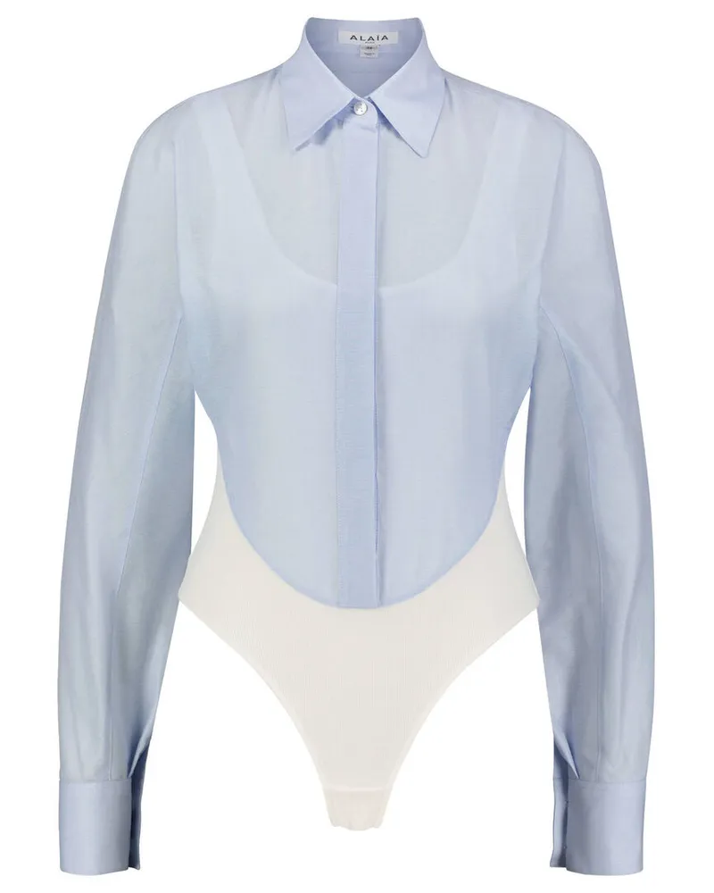 Alaïa Damen  Hemdblusenbody LAYER BODYSHIRT Bleu