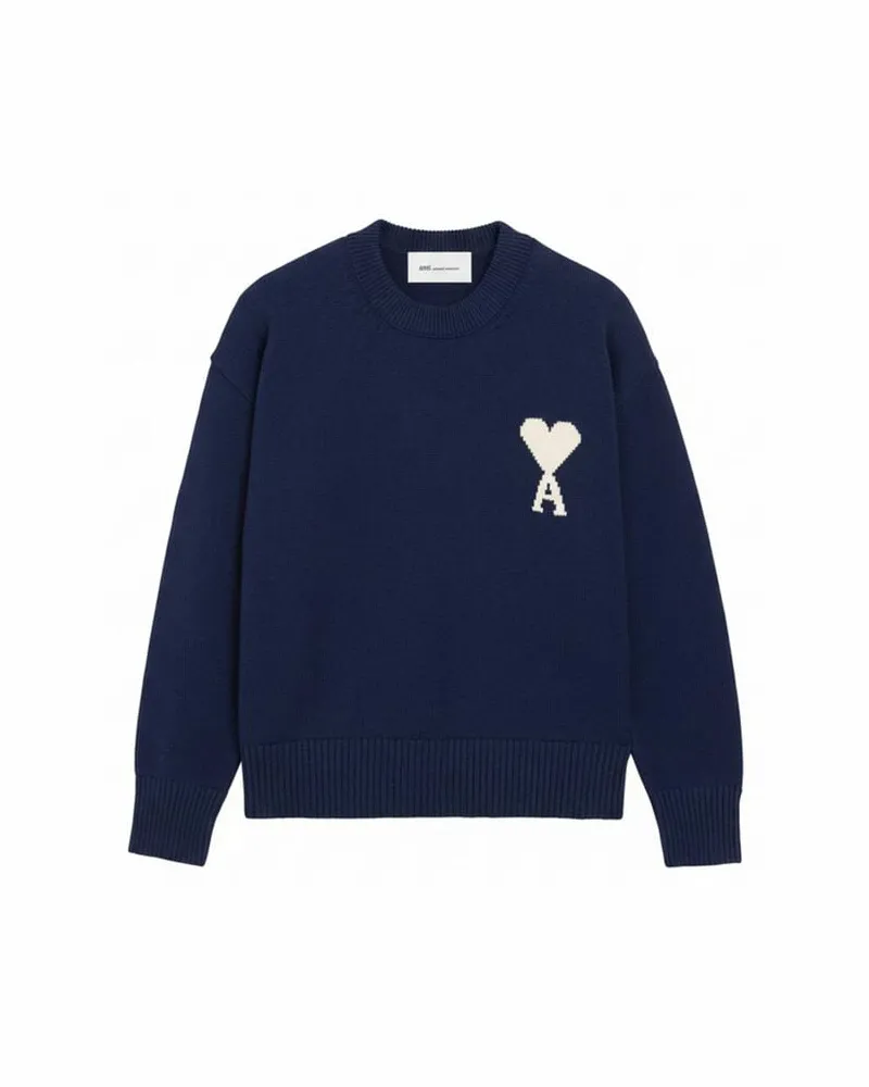 AMI Paris Pullover aus Wolle und Baumwolle Marine
