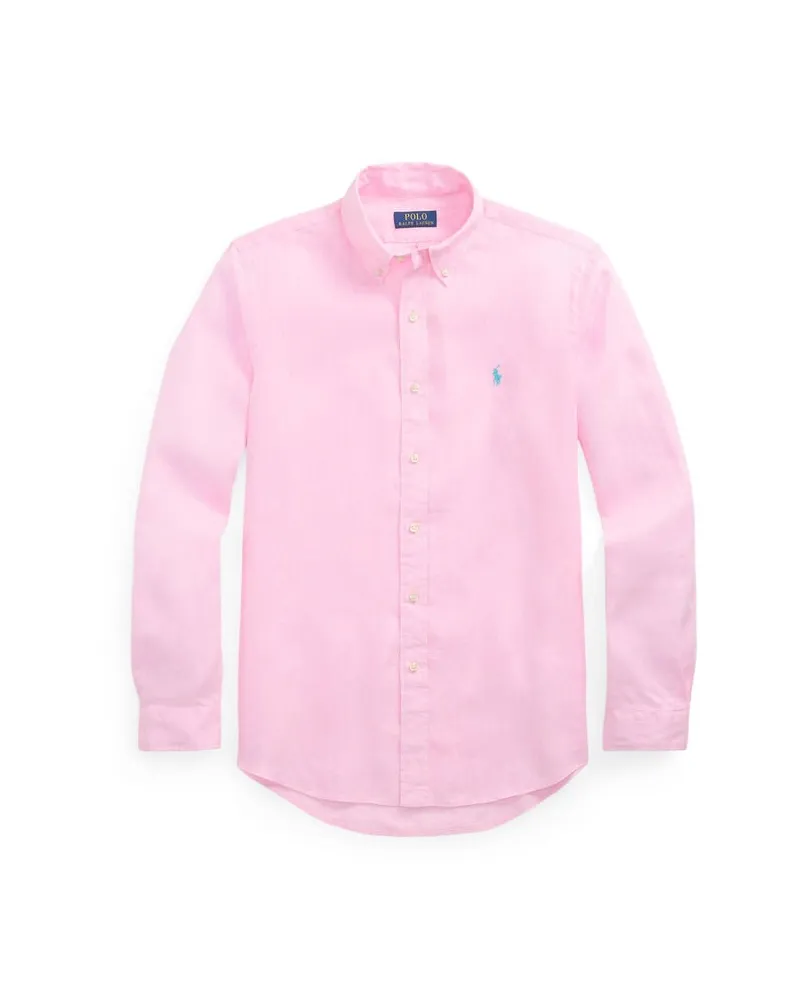 Ralph Lauren Herren Leinenhemd mit Button-down-Kragen Rose