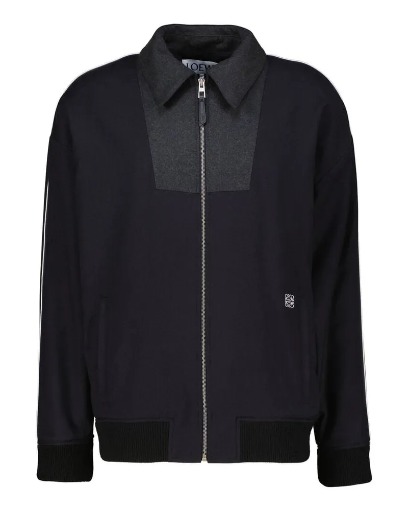 Loewe Herren Trainingsjacke aus Wolle Blau