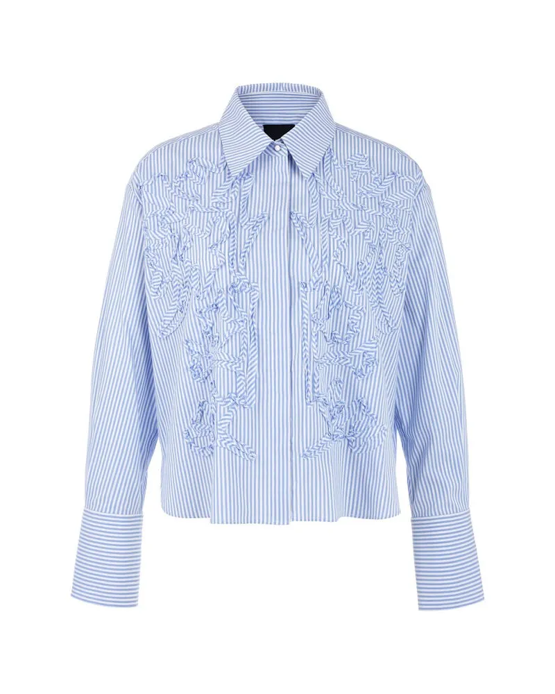 Marc Cain Damen Hemdbluse aus Baumwoll-Mix Bleu