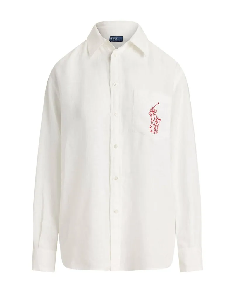 Ralph Lauren Damen Bluse aus Leinen Weiss