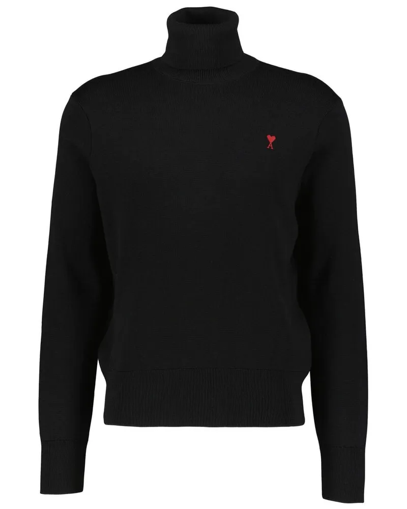 AMI Paris Herren Rollkragenpullover aus Merinowolle Schwarz