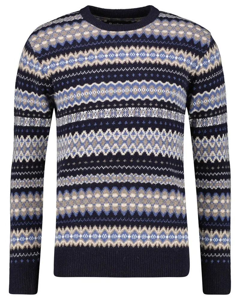 Barbour Herren Strickpullover CASE FAIR ISLE aus Lammwolle Marine