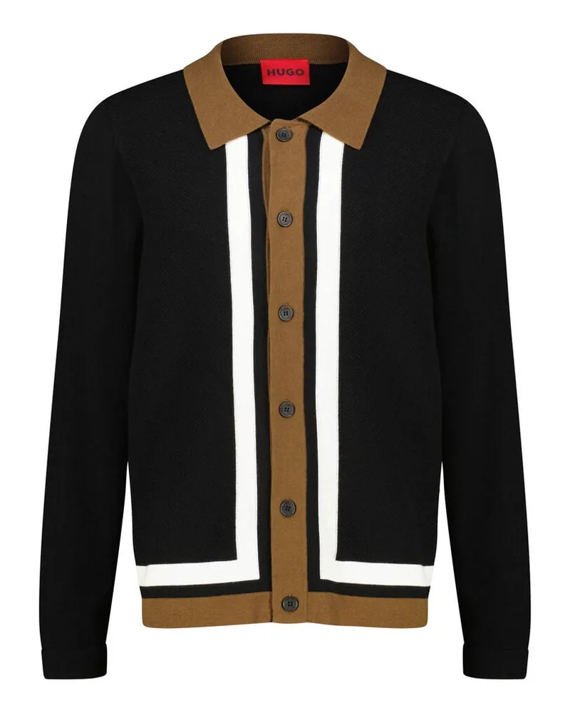 HUGO BOSS Herren Strickjacke mit Wolle SPLON Schwarz