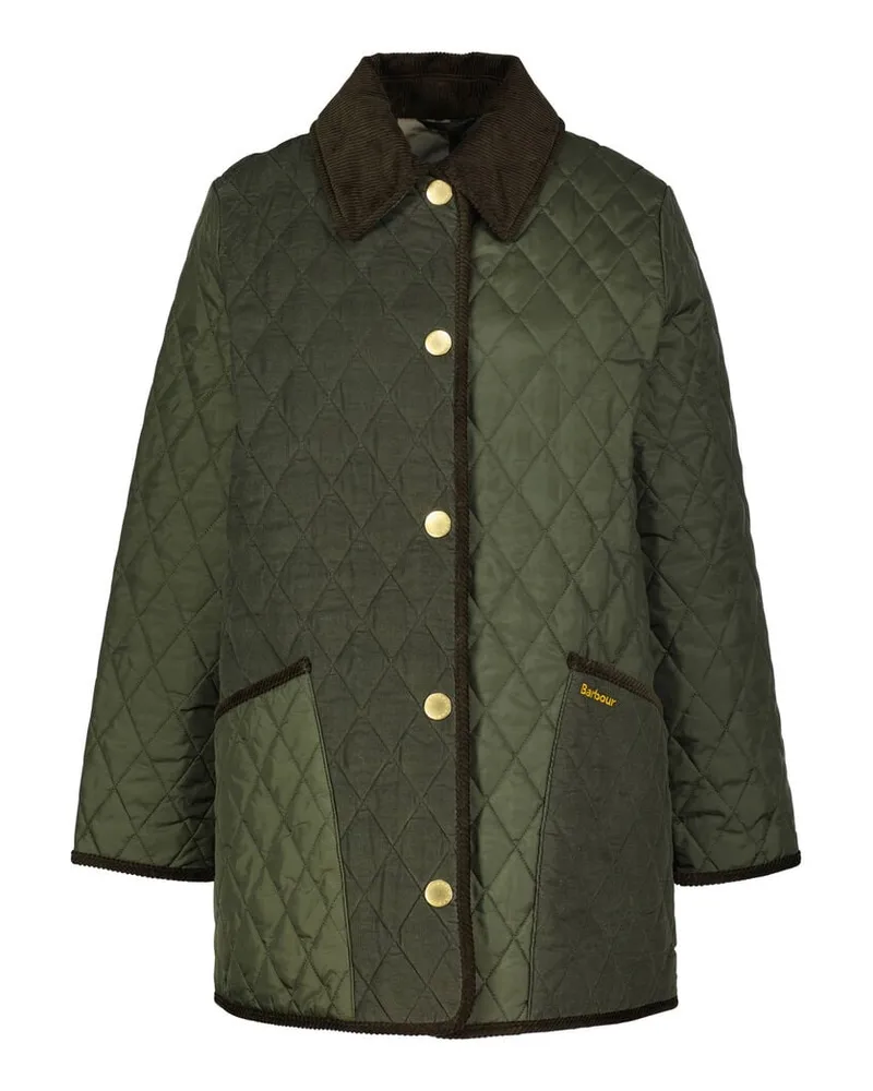 Barbour Damen Steppjacke mit Cordkragen MERYL Relaxed Fit Oliv