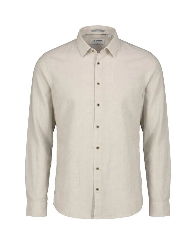 No Excess Herren Hemd aus Leinen und Baumwolle Camel