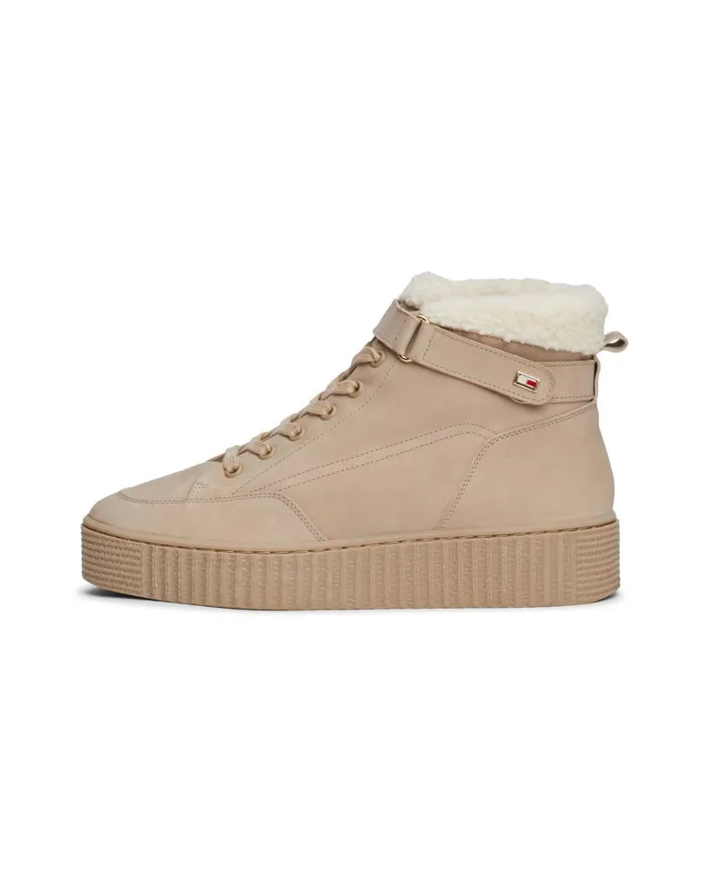 Tommy Hilfiger Damen Stiefeletten FAUX FUR NUBUCK LOW LACE-UP Sand