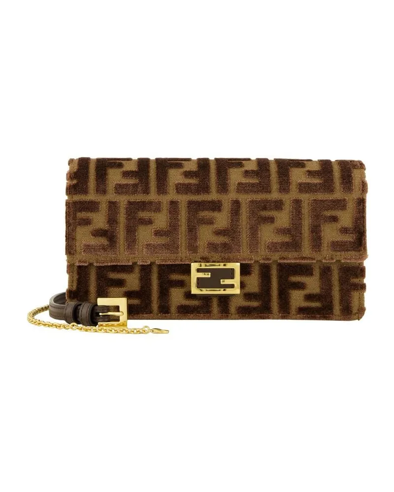 Fendi Damen Schultertasche WALLET BAGUETTE FF Braun