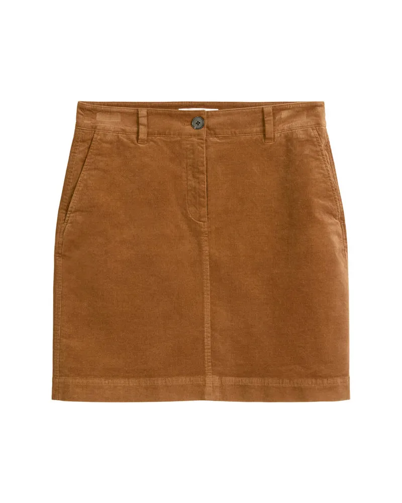 Marc O'Polo Damen Cordrock Gerader Fit aus Baumwolle Braun