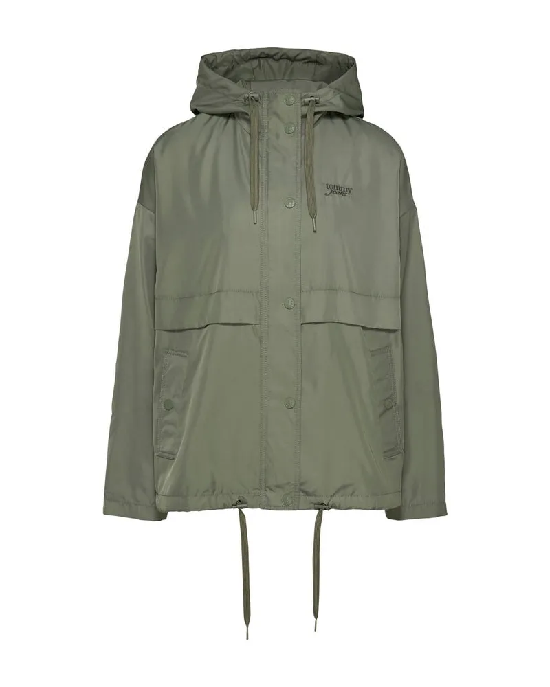 Tommy Hilfiger Damen Windjacke mit Kapuze Oversized Fit Grün