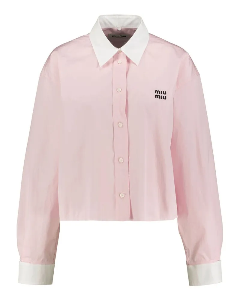 Miu Miu Damen Hemdbluse aus Baumwolle POPELINE SHIRT Rose