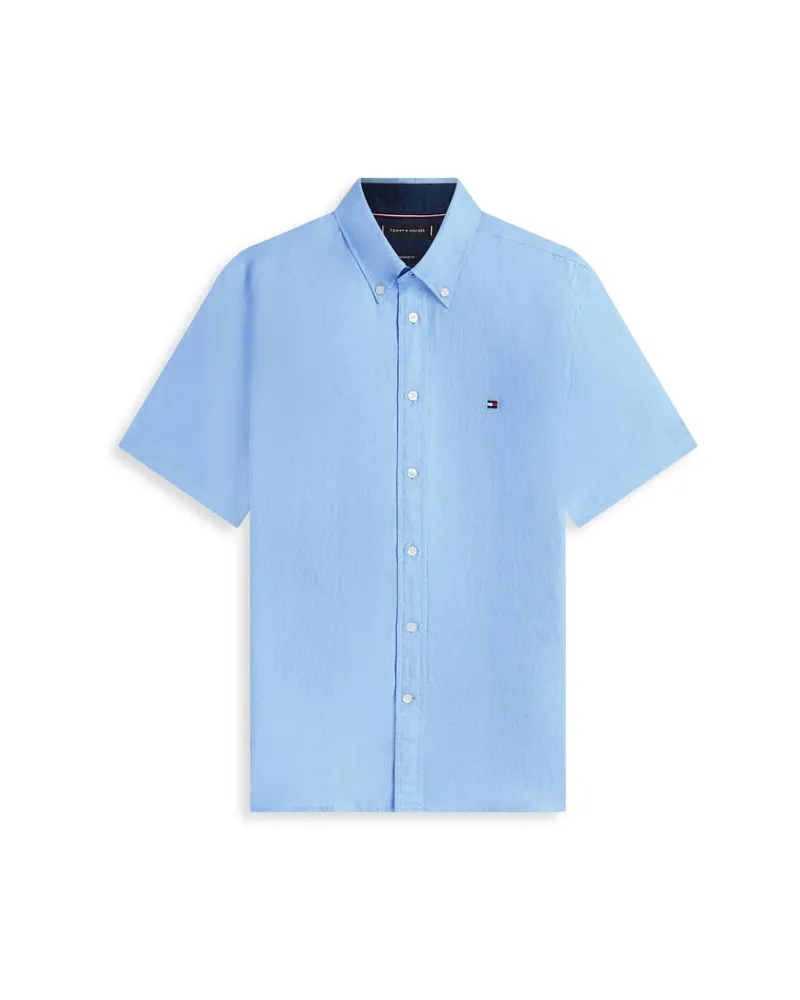 Tommy Hilfiger Herren Hemd aus Leinen-Baumwoll-Mix Blau
