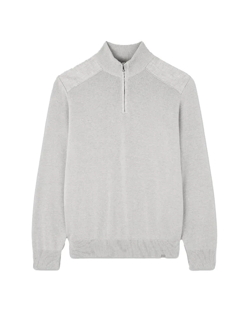 Paul & Shark Herren Strickpullover mit Leinendetails Grau