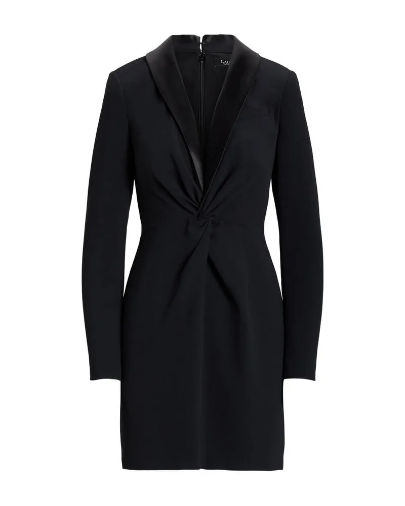 Ralph Lauren Crêpe-Cocktailkleid mit Satinbesatz Schwarz