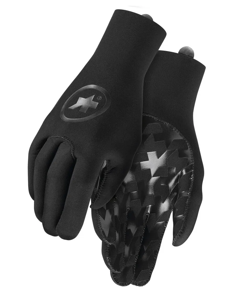 ASSOS Damen und Herren Radsport-Handschuhe GT RAIN GLOVES Schwarz