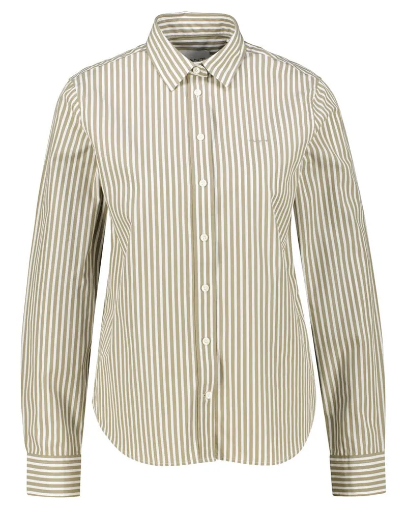 Gant Damen Bluse Regular Fit Langarm Stein