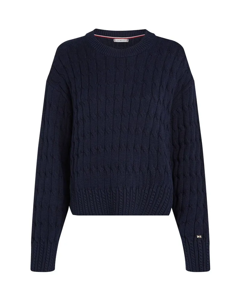 Tommy Hilfiger Damen Strickpullover SOFT COTTON CABLE Marine