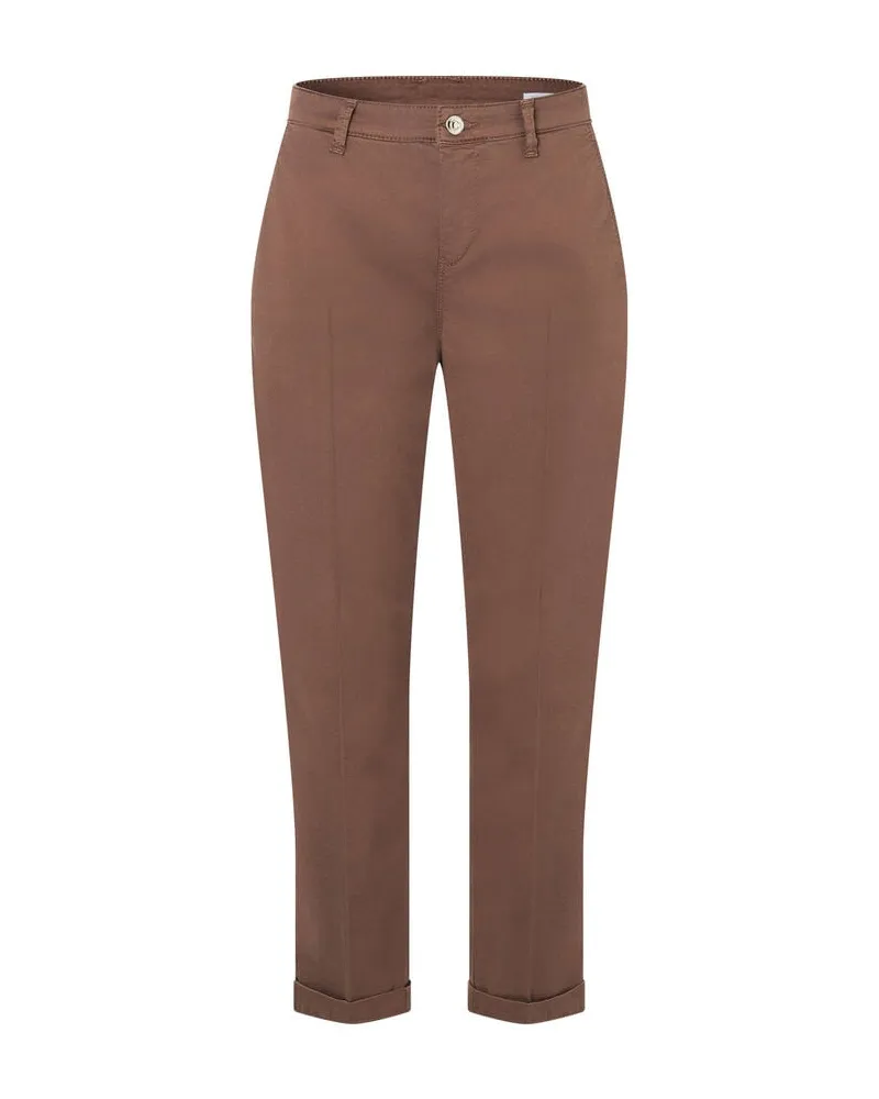 MAC Jeans Damen Chinohose "Chino Turn Up Braun