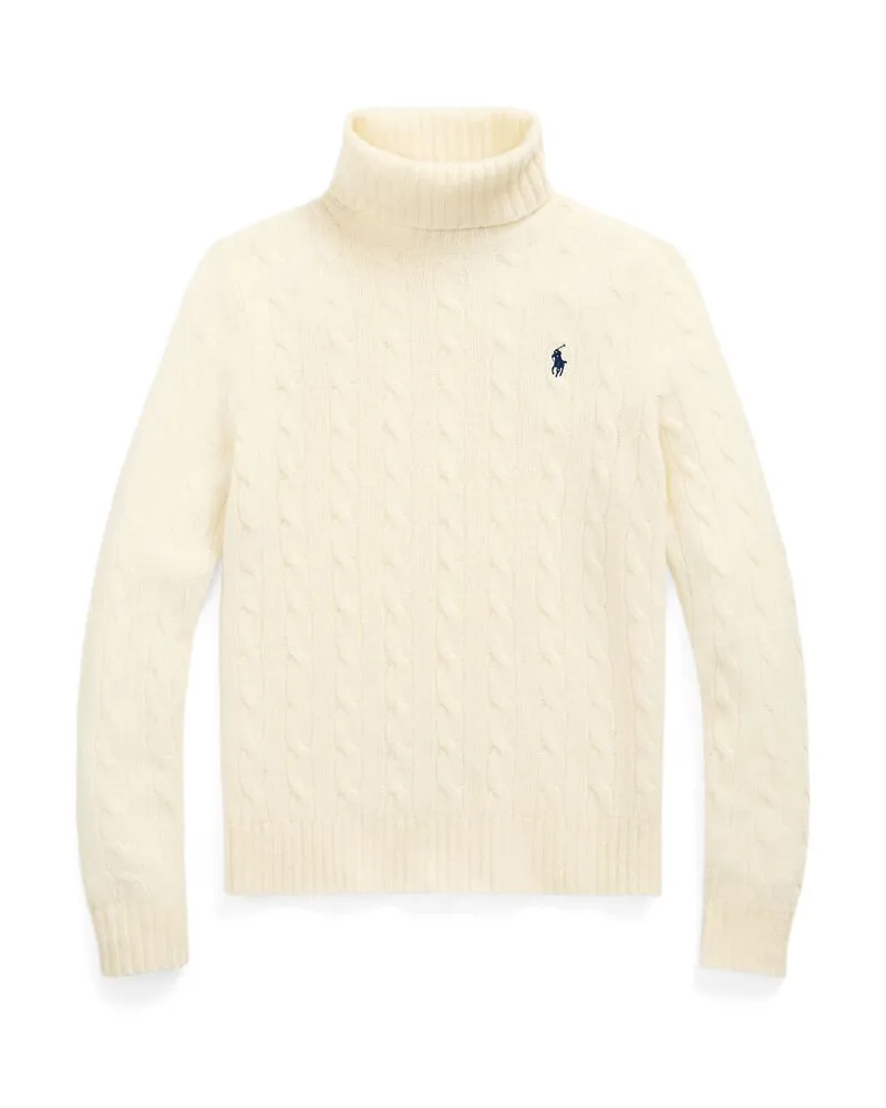 Ralph Lauren Damen Rollkragenpuller aus Wolle und Kaschmir Offwhite
