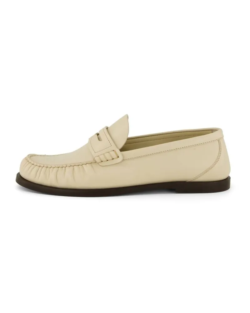 Saint Laurent Damen Penny Loafer aus Leder Offwhite