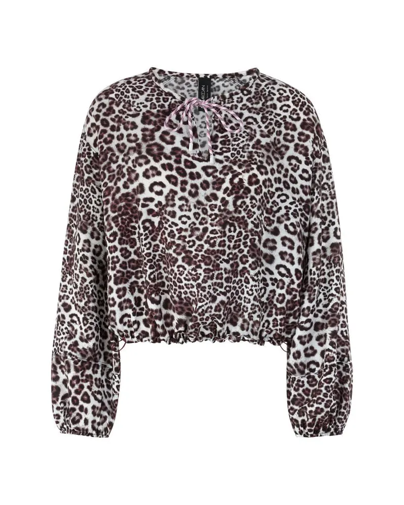 Marc Cain Damen Langarmbluse Allover Print Bordeaux