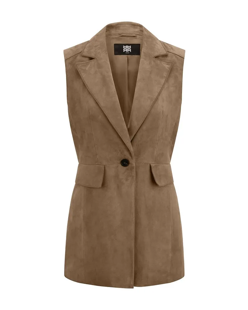 Riani Damen Weste aus Leder Braun