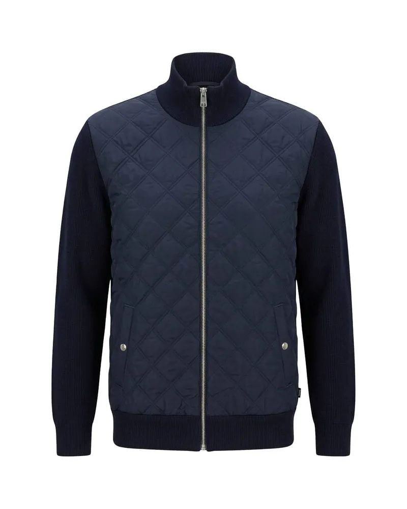 HUGO BOSS Herren Strickjacke mit Steppeinsatz C-UBON Marine
