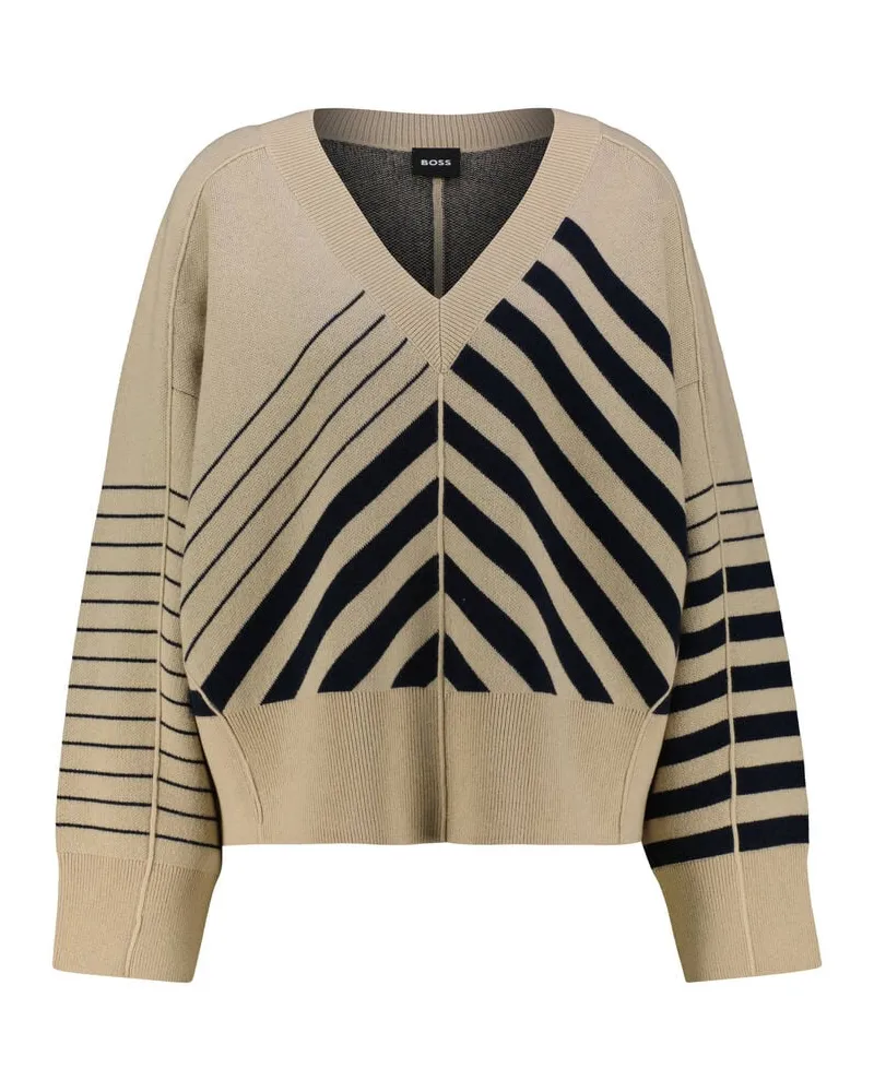 HUGO BOSS Damen Strickpullover aus Schurwolle mit Kaschmir FUDALI Camel