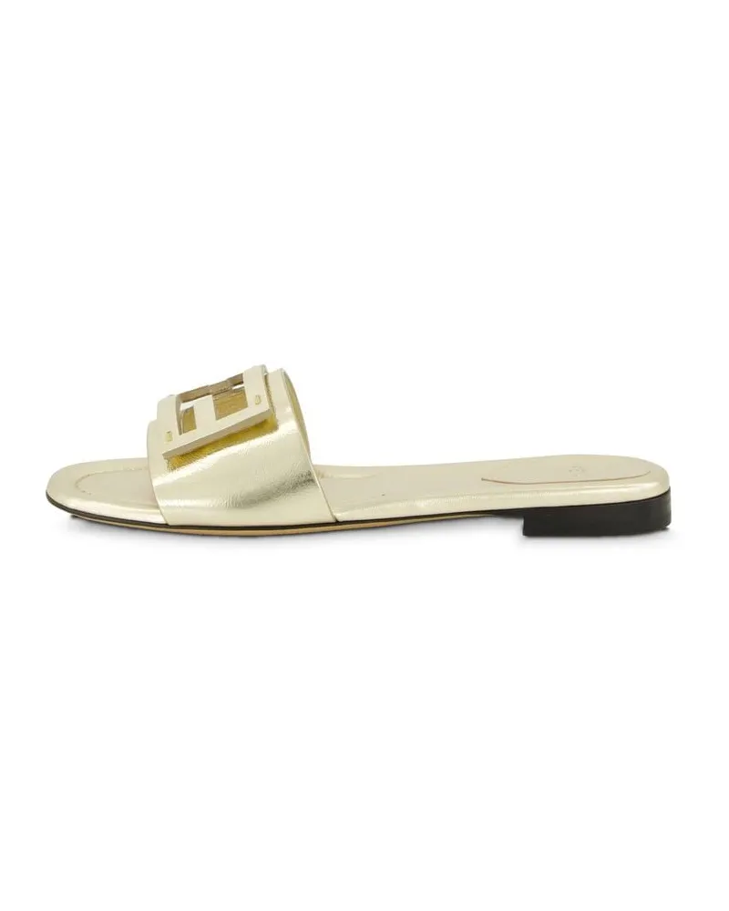 Fendi Damen Pantoletten SLIDE NAPPA LAMMINATA Gold