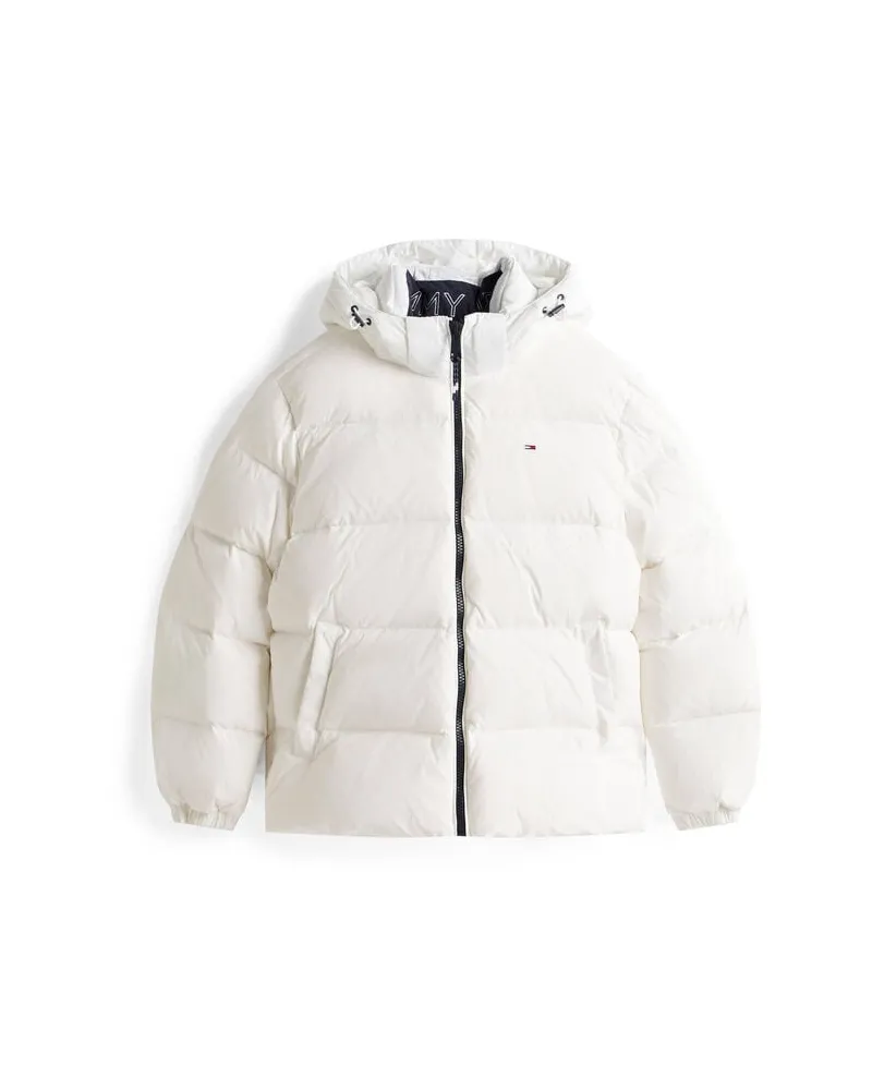 Tommy Hilfiger Herren Daunenjacke mit Kapuze ESSENTIAL Regular Fit Weiß
