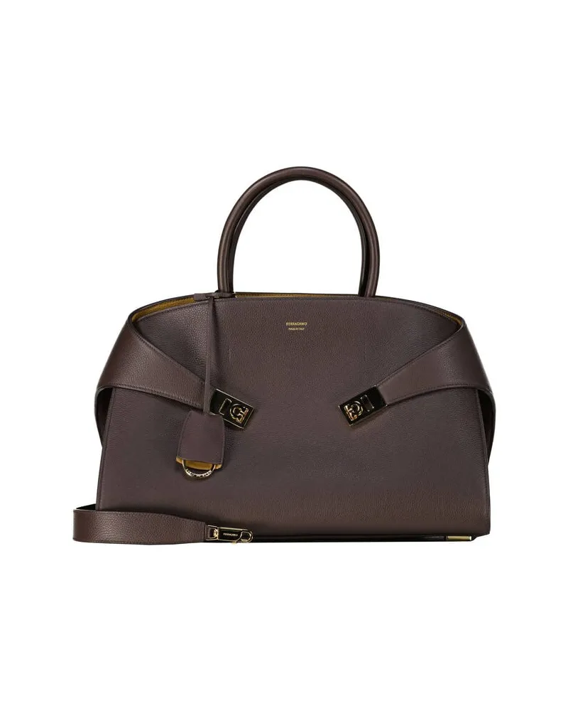Ferragamo Damen Henkeltasche aus Leder Braun