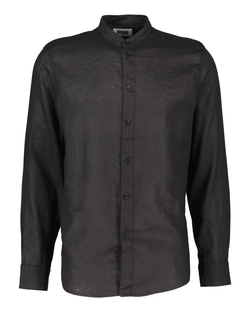 Drykorn Herren Freizeithemd mit Leinen TALOC Regular Fit Schwarz