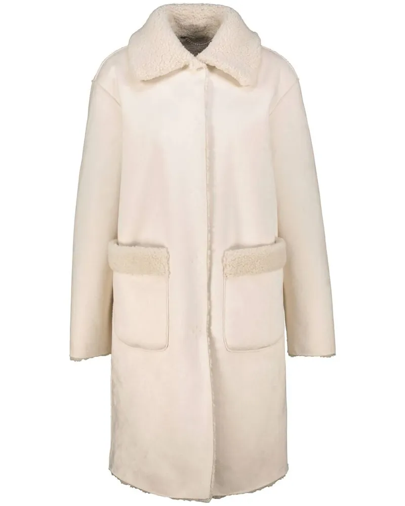 White Label Damen Wendemantel mit Webpelz in Lammfelloptik Offwhite
