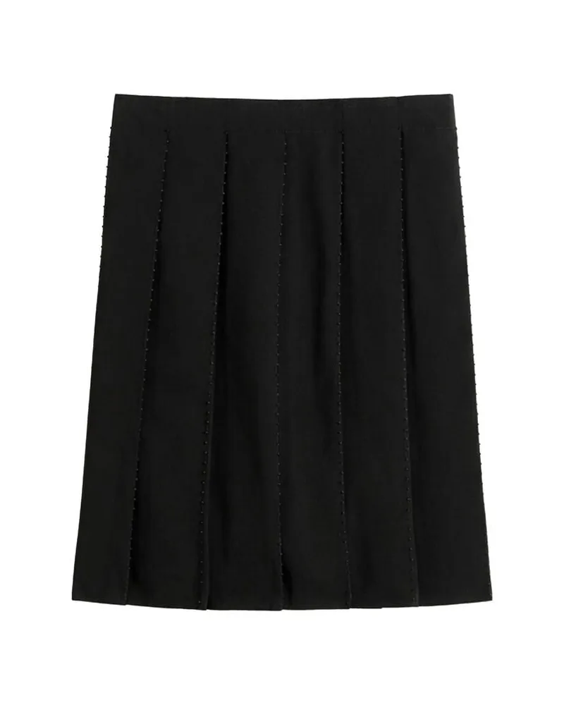 Totême Damen Faltenrock mit Perlenbesatz Schwarz