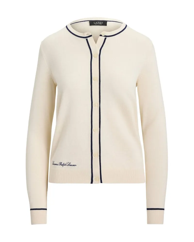 Ralph Lauren Damen Strickjacke aus Baumwoll-Modal-Mix Offwhite