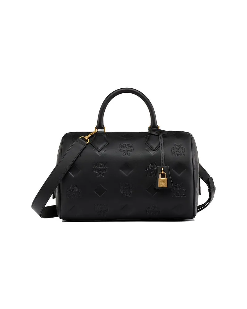 MCM Damen Henkeltasche ELLA BOSTON MAXI MONOGRAMM MEDIUM Schwarz