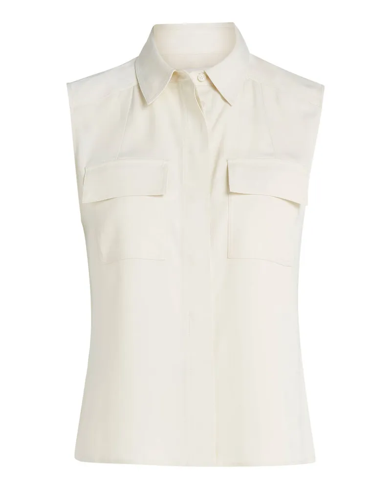 Calvin Klein Damen Blusentop FLUID TECHINCAL SATIN NS SHIRT Offwhite