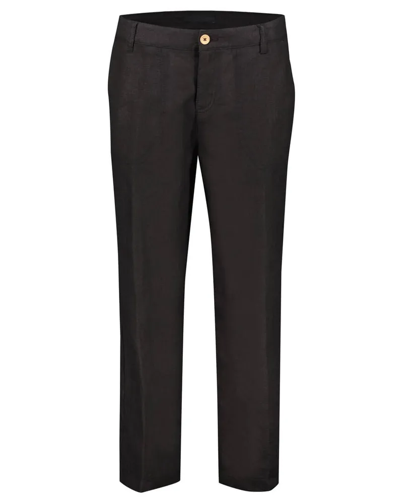 MAC Jeans Damen Leinenhose NORA CROPPED Relaxed Fit verkürzt Schwarz
