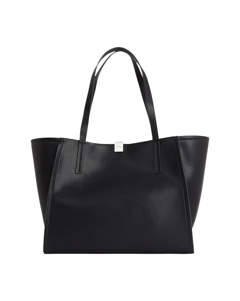 Calvin Klein Damen Shopper aus Nappaledermischung NARRATE Schwarz