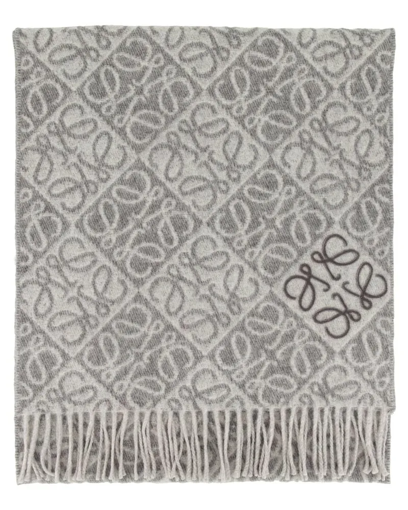 Loewe Damen Wollschal mit Kaschmir ANAGRAM Grau