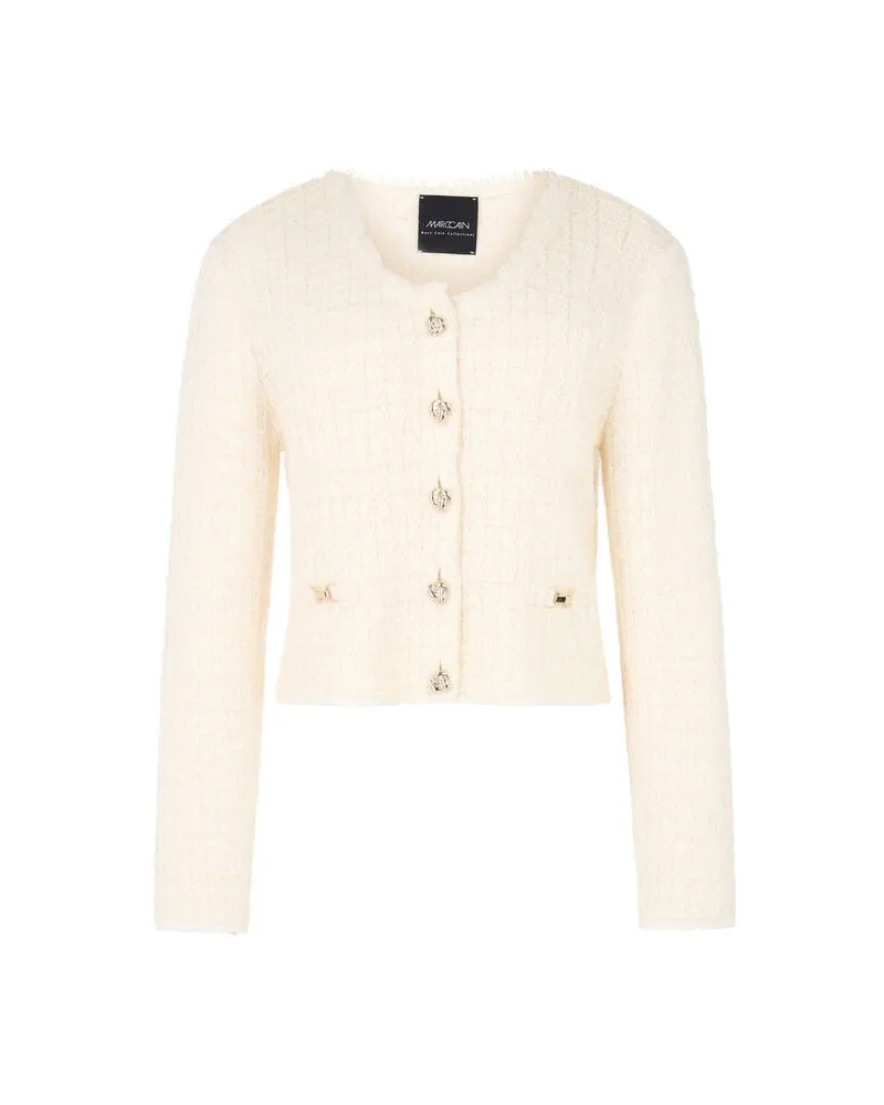 Marc Cain Damen Cardigan mit Schurwolle Offwhite