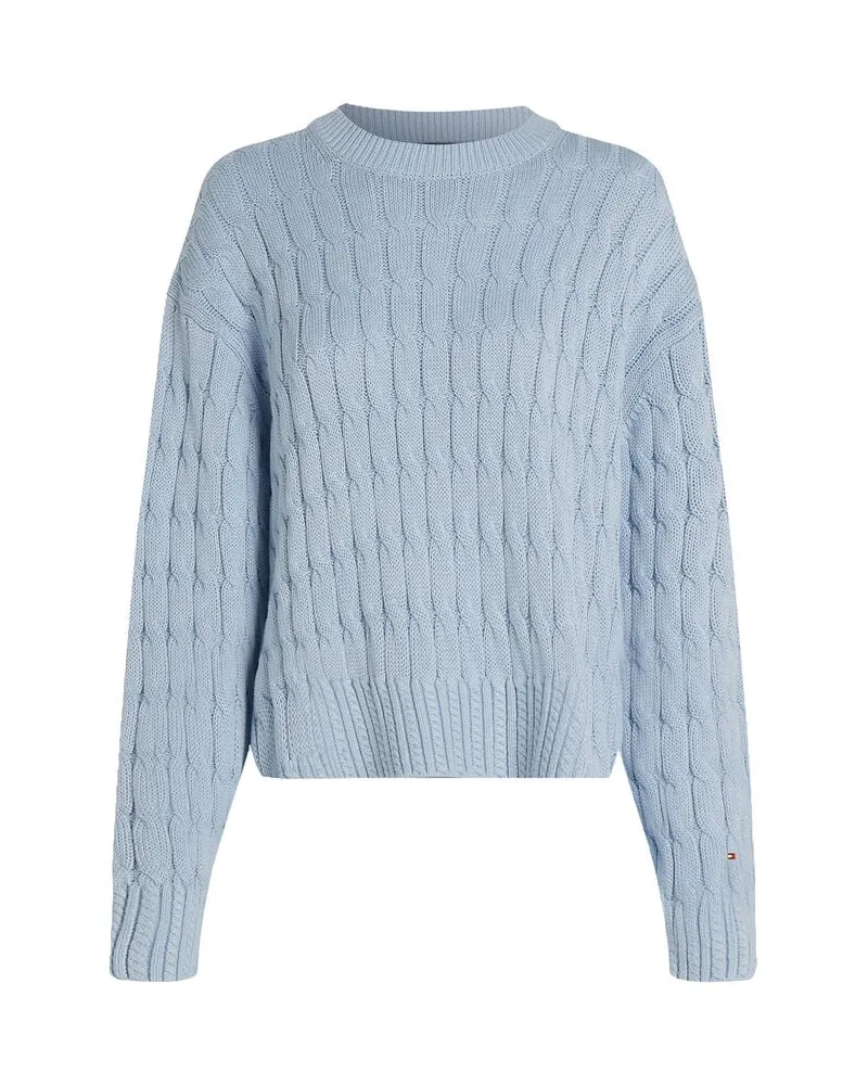 Tommy Hilfiger Damen Strickpullover SOFT COTTON CABLE Bleu