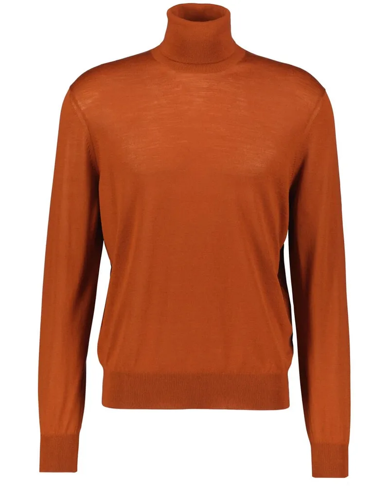 Saint Laurent Herren Rollkragenpullover aus Schurwolle Rost